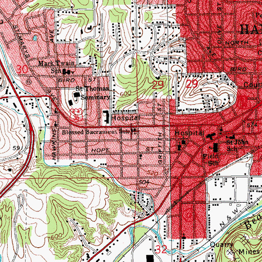 Topographic Map of Blessed Sacrament School, MO