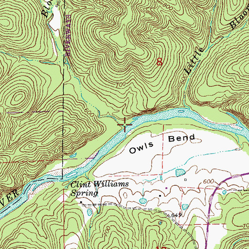 Topographic Map of Bloom Creek, MO