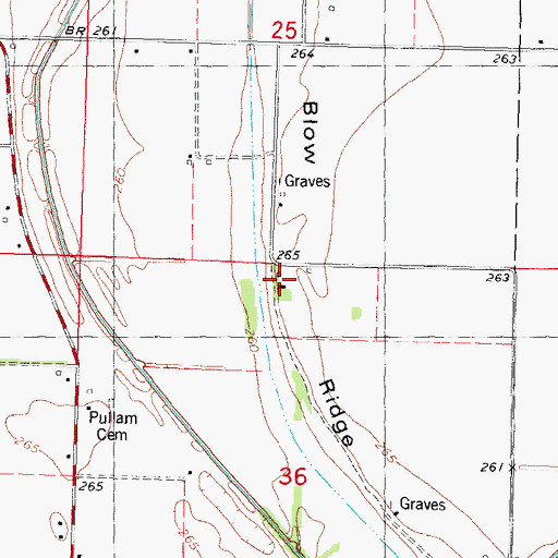 Topographic Map of Blow Ridge, MO