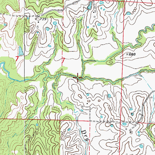 Topographic Map of Blue Creek, MO