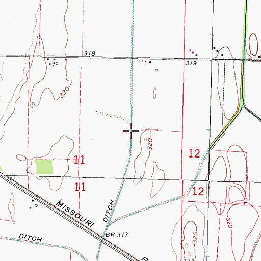 Topographic Map of Blue Ditch, MO