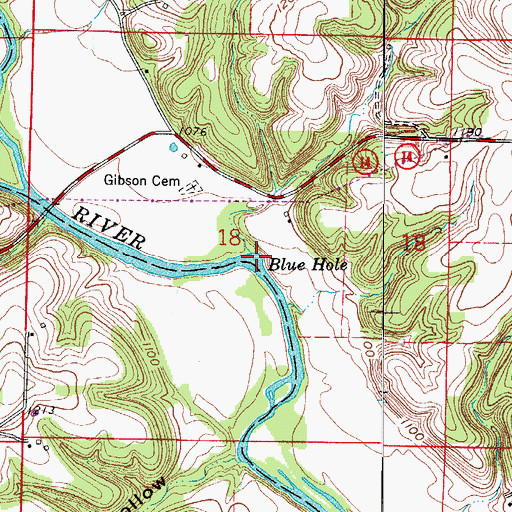 Topographic Map of Blue Hole, MO