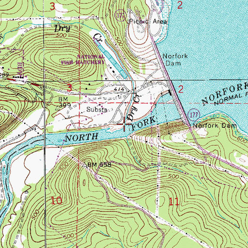 Topographic Map of Dry Creek, AR