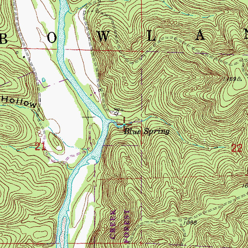 Topographic Map of Blue Spring, MO