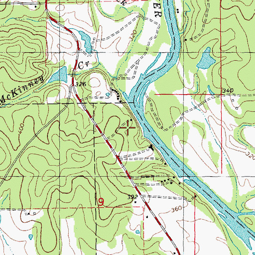 Topographic Map of Bluff Cottage, MO