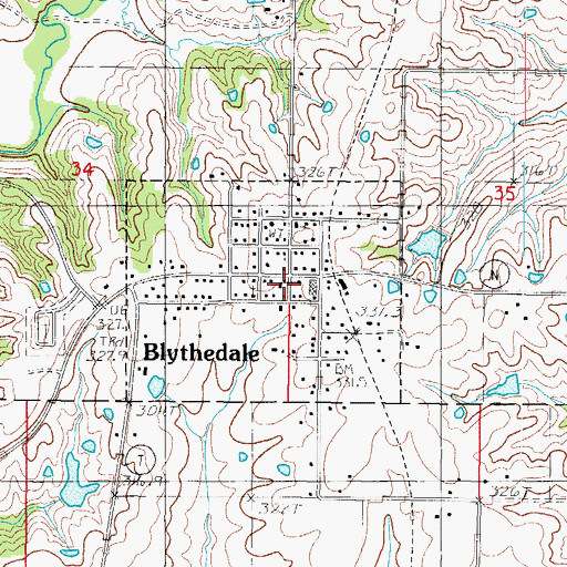 Topographic Map of Blythedale, MO