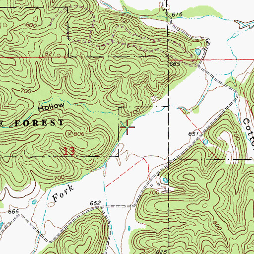 Topographic Map of Boardinghouse Hollow, MO