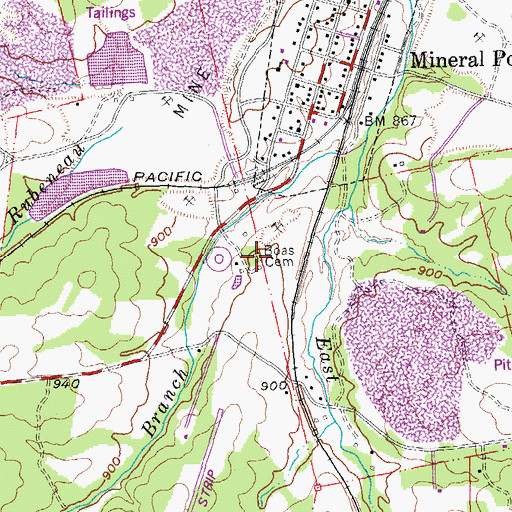 Topographic Map of Boas Cemetery, MO