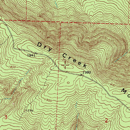 Topographic Map of Dry Creek Mountain, AR