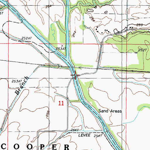 Topographic Map of Boatright Branch, MO