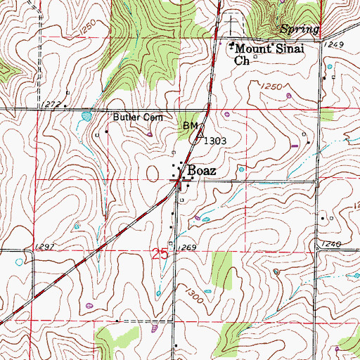 Topographic Map of Boaz, MO