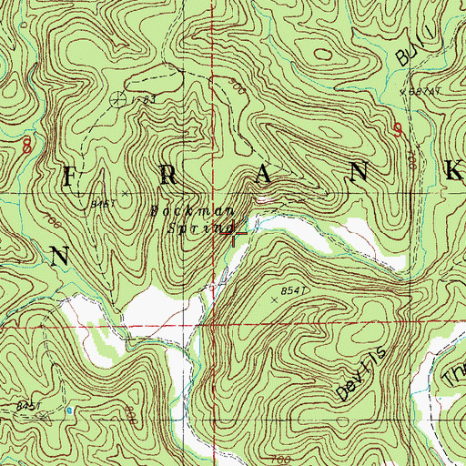 Topographic Map of Bockman Spring, MO