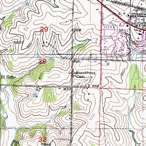 Topographic Map of Boeckhaus Cemetery, MO