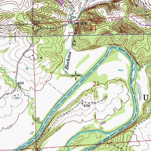 Topographic Map of Boehms Creek, MO