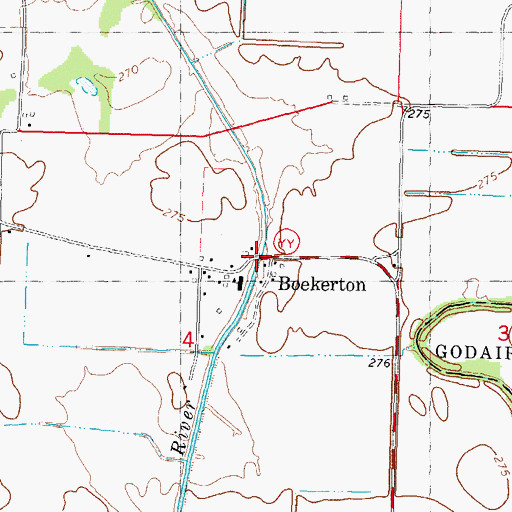 Topographic Map of Boekerton, MO