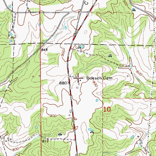 Topographic Map of Boesch Cemetery, MO