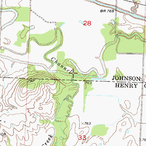 Topographic Map of Bogard Creek, MO