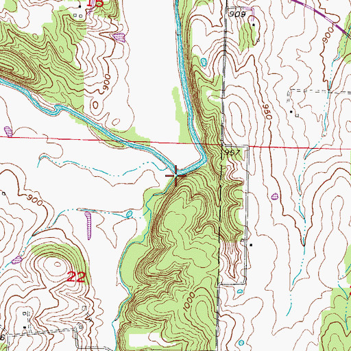 Topographic Map of Boggy Branch, MO