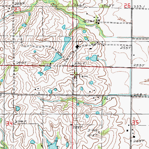 Topographic Map of Bohemian Cemetery, MO