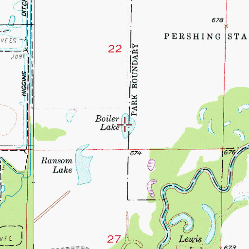 Topographic Map of Boiler Lake, MO