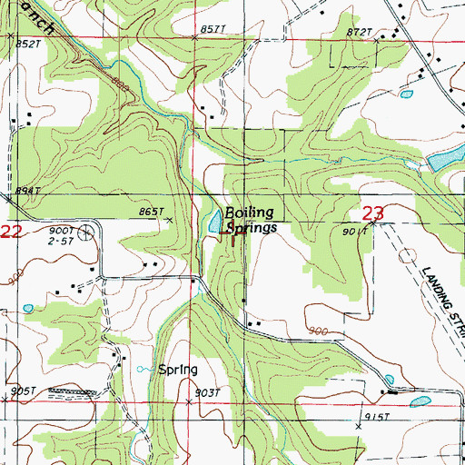 Topographic Map of Boiling Springs, MO