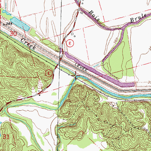 Topographic Map of Bois Brule Creek, MO