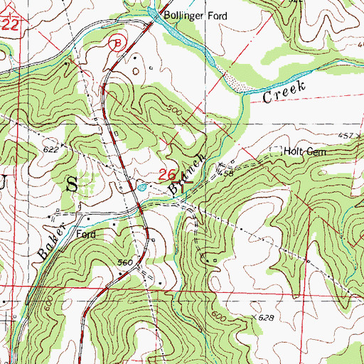 Topographic Map of Bollinger School (historical), MO