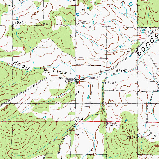 Topographic Map of Bonds Church, MO