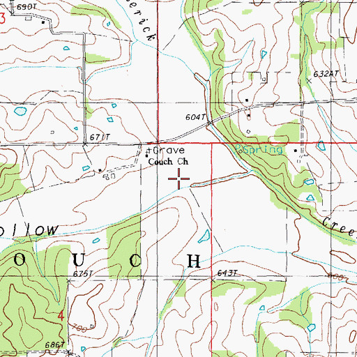Topographic Map of Bonds Hollow, MO