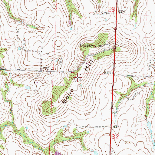 Topographic Map of Bone Hill, MO