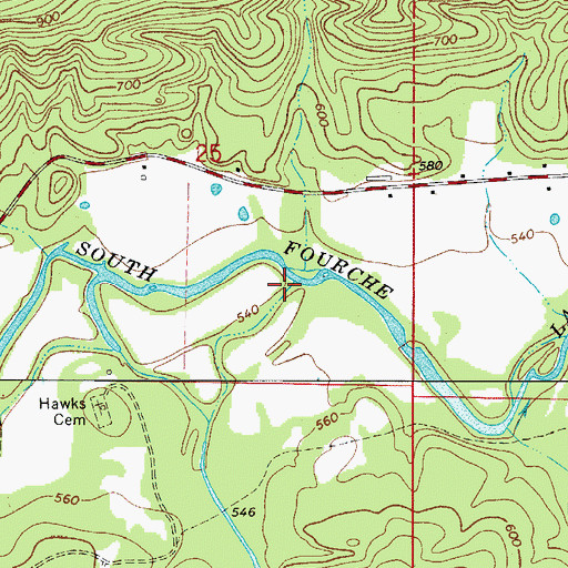 Topographic Map of Dry Fork, AR