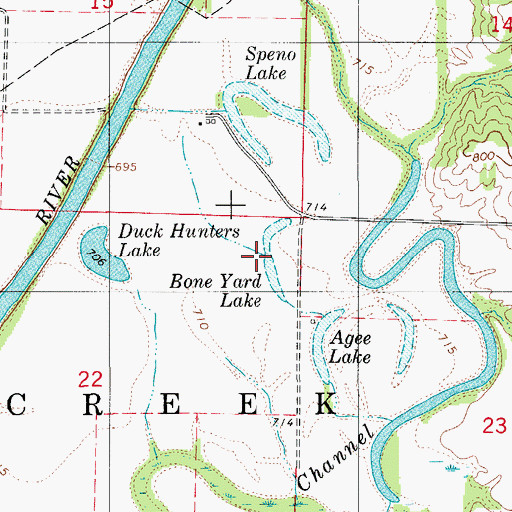Topographic Map of Bone Yard Lake, MO