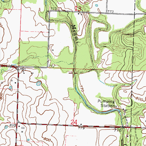 Topographic Map of Bones Branch, MO