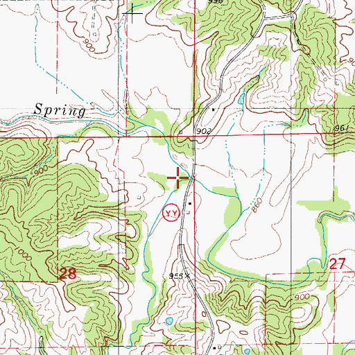 Topographic Map of Bookout Branch, MO