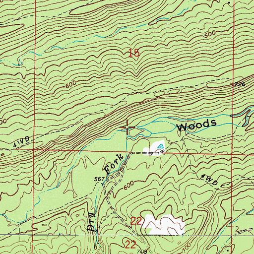 Topographic Map of Dry Fork, AR