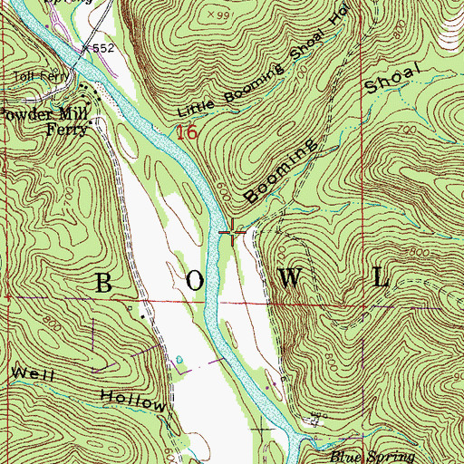 Topographic Map of Booming Shoal Hollow, MO
