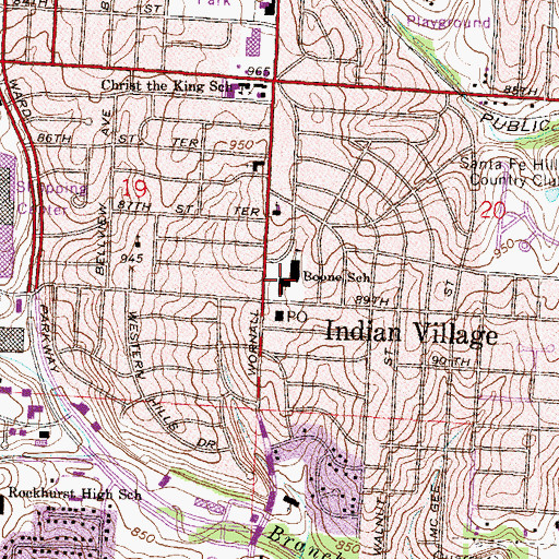 Topographic Map of Boone Elementary School, MO
