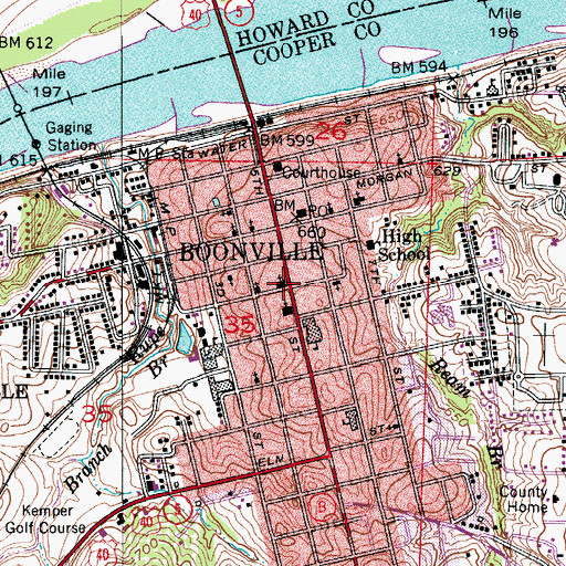 Topographic Map of Boonville, MO