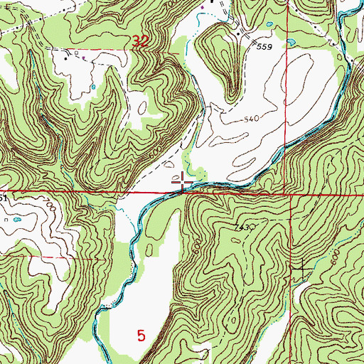 Topographic Map of Booth Branch, MO