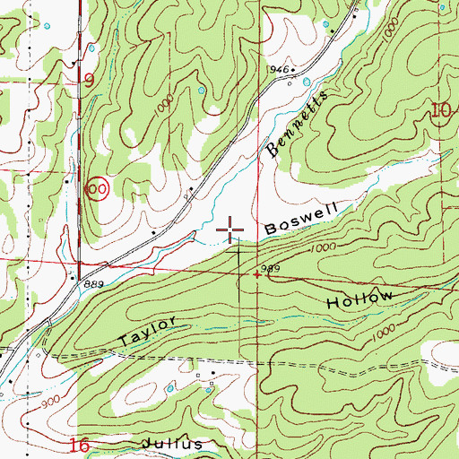 Topographic Map of Boswell Hollow, MO