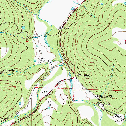 Topographic Map of Dry Fork, AR