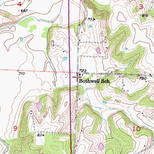 Topographic Map of Bothwell School, MO