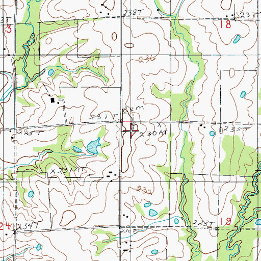 Topographic Map of Botts Cemetery, MO