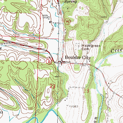 Topographic Map of Boulder City, MO
