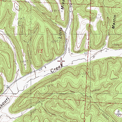 Topographic Map of Boundry Hollow, MO