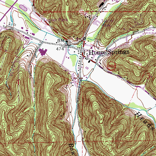 Topographic Map of Bourne Creek, MO