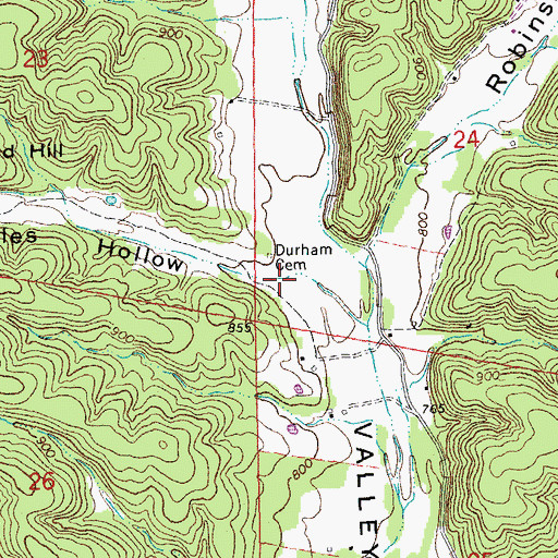 Topographic Map of Bowles Hollow, MO