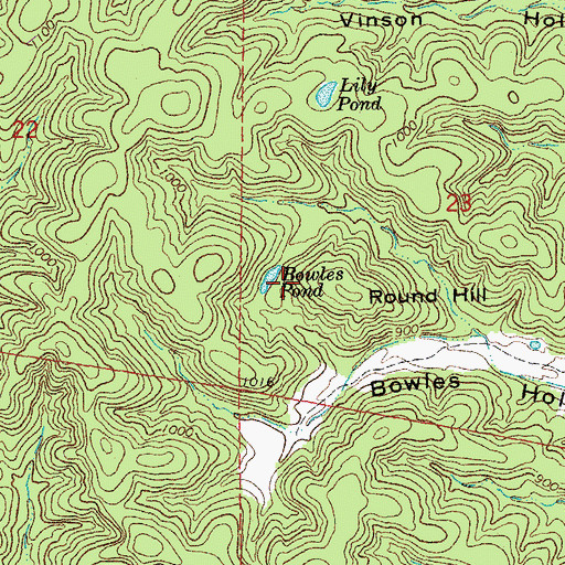 Topographic Map of Bowles Pond, MO