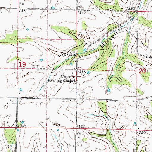 Topographic Map of Bowling Chapel, MO