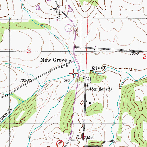 Topographic Map of Bowman Branch, MO